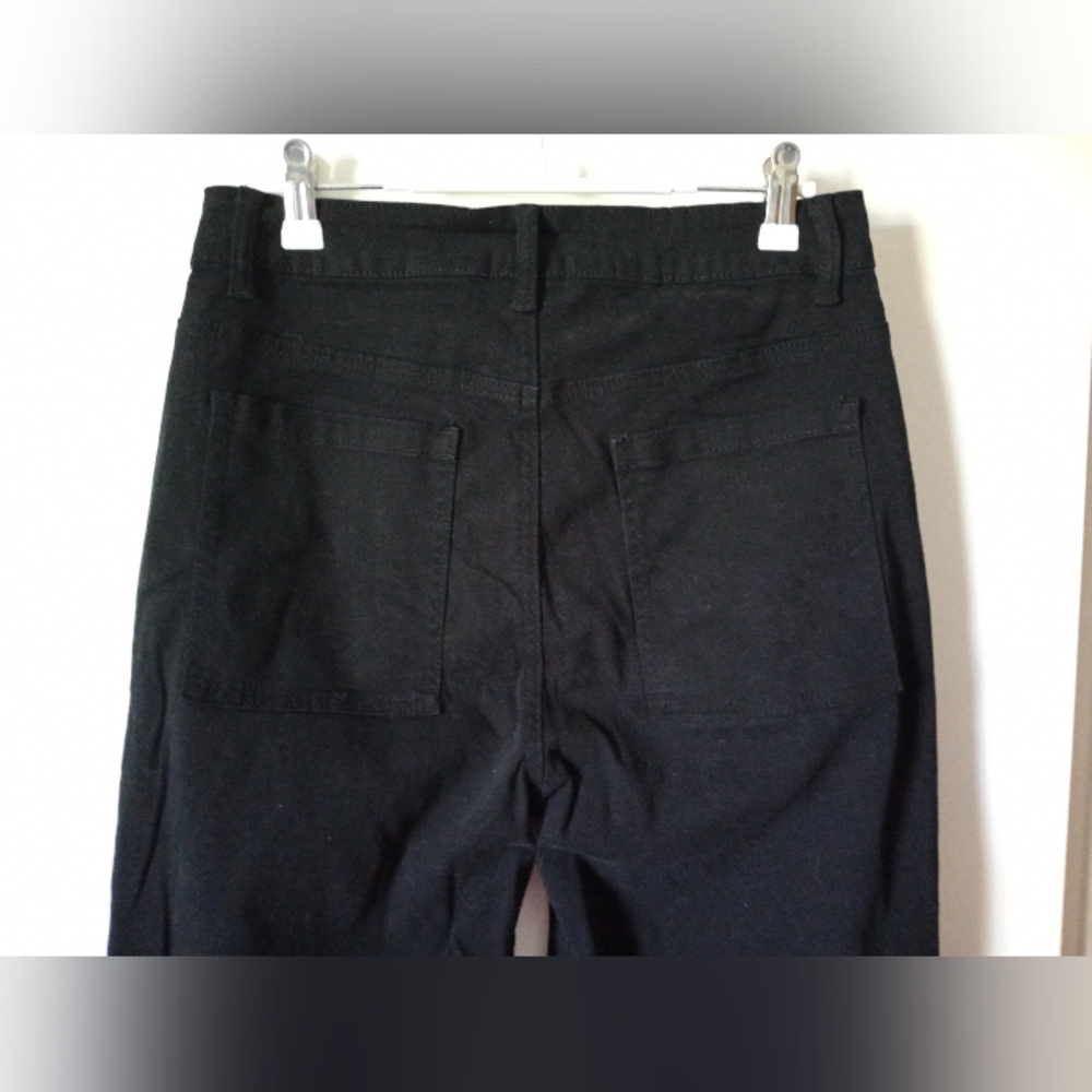 🙂Black Wide-Leg Cotton/Elastane Pants Size 4 - Picture 4 of 8
